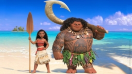 Titelbild zur Film Kritik am Disney Film Vaiana mit Vaiana und Maui am Strand