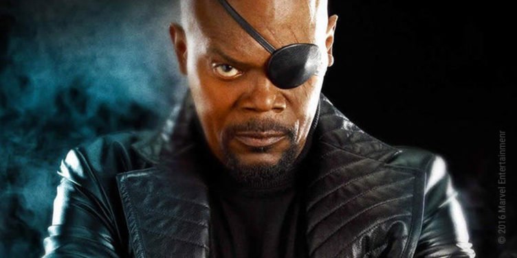 Samuel L Jackson trägt eine Augenklappe in The Return of the First Avenger