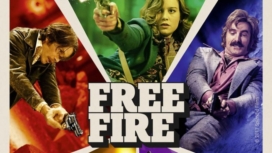 Ein Ausschnitt des Hauptplakats von Free Fire zeigt Cillian Murphy , Brie Larson und Sharlto Copley
