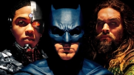Batman Cyborg und Aquaman auf dem Plakat zu Justice League