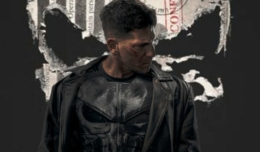Poster für Kritik The Punisher Staffel 1 mit Jon Bernthal im Hintergrund und einer Patrone im Vordergrund