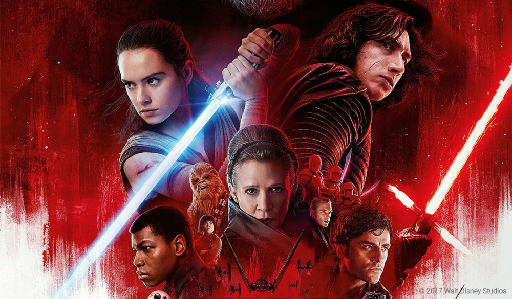 Der Hauptcast aus Star Wars 8 Die Letzten Jedi auf dem offiziellen Plakat