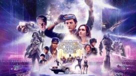 Plakat mit Charakteren aus dem Sci-Fi-Film Ready Player One von Steven Spielberg