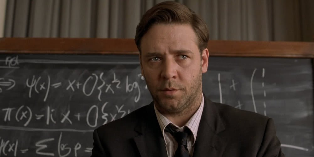 Russell Crowe auf dem offiziellen Poster für Film A Beautiful Mind
