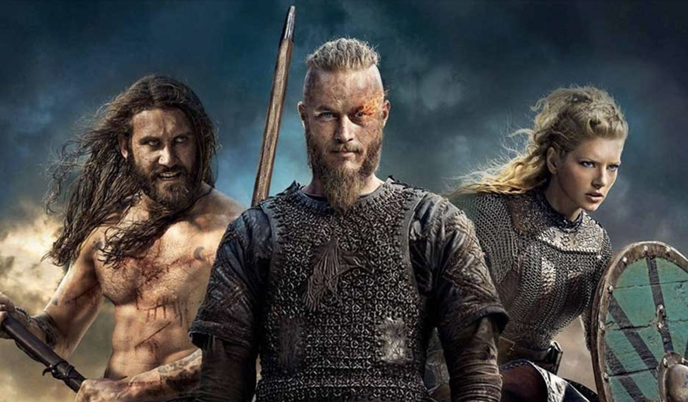Ein Poster für Vikings mit Ragnar, Aslaug, Lagertha, Floki und Rollo für Zusammenfassung VIkings