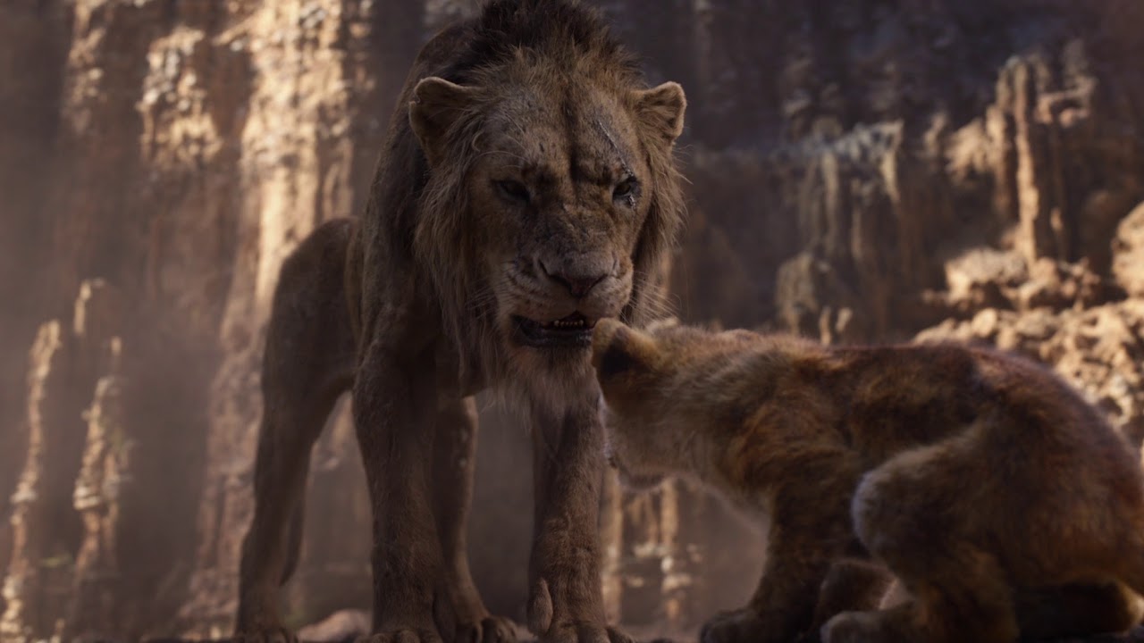 Scar (Chiwetel Ejiofor) vertreibt Simba (JD McCrary) aus dem geweihten Land