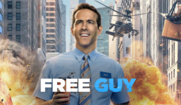 Guy (Ryan Reynold) vor einem explodierenden Hintergrund