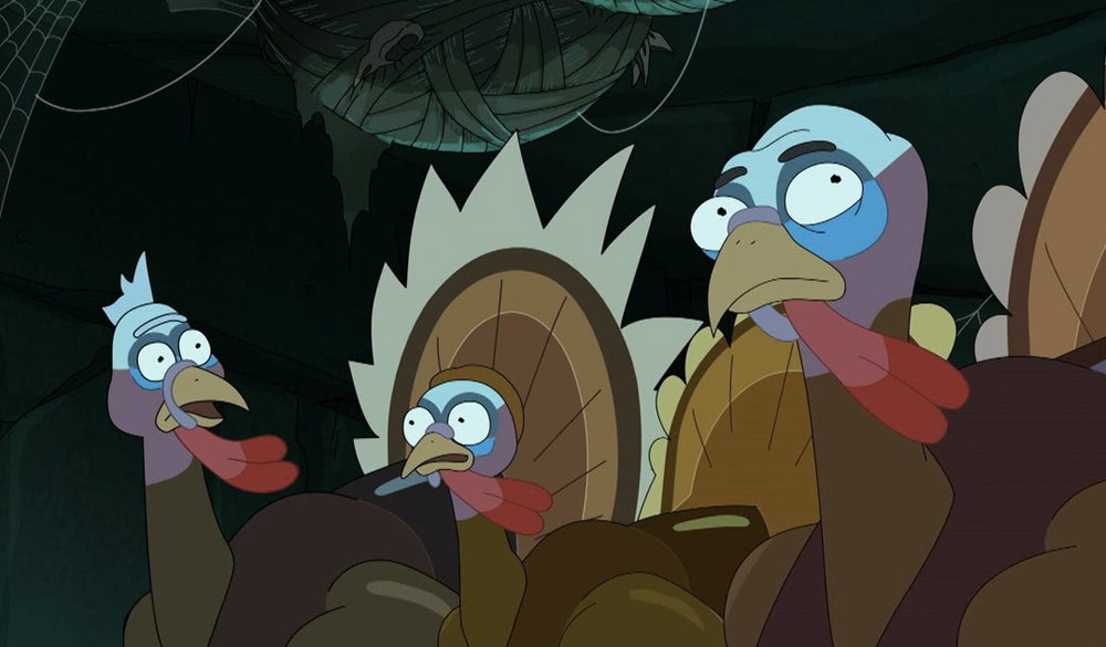 Rick und Morty als Truthähne.