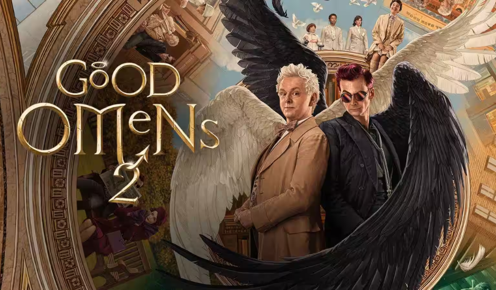 Titelbild zu Good Omens Staffel 2 mit Logo